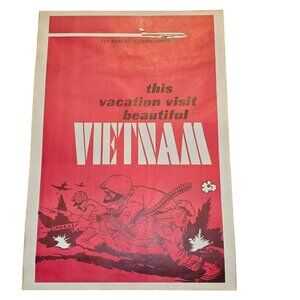 Vintage This Vacation Visit Beautiful Vietnam Anti War Poster Political Art